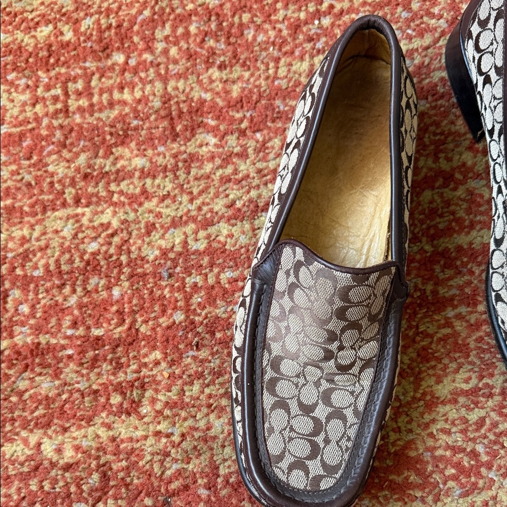Coach Classic Brown Patterned Slip-On Loafers - Picture 2 of 4